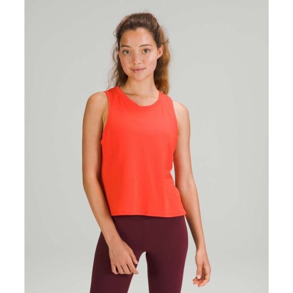 Lululemon women's 10 orange train to be tank top cropped athletic muscle‎ tank - Picture 1 of 6